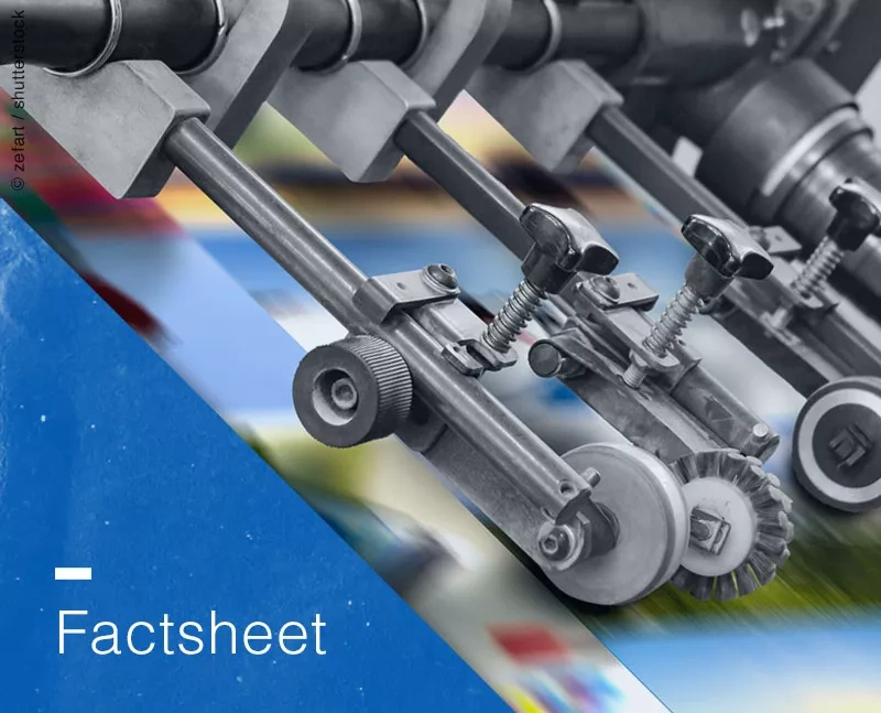 Cover: Factsheet mit Druckmaschine
