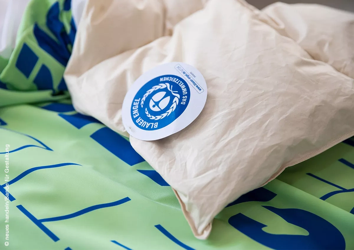 Kopfkissen mit Blauer Engel Logo