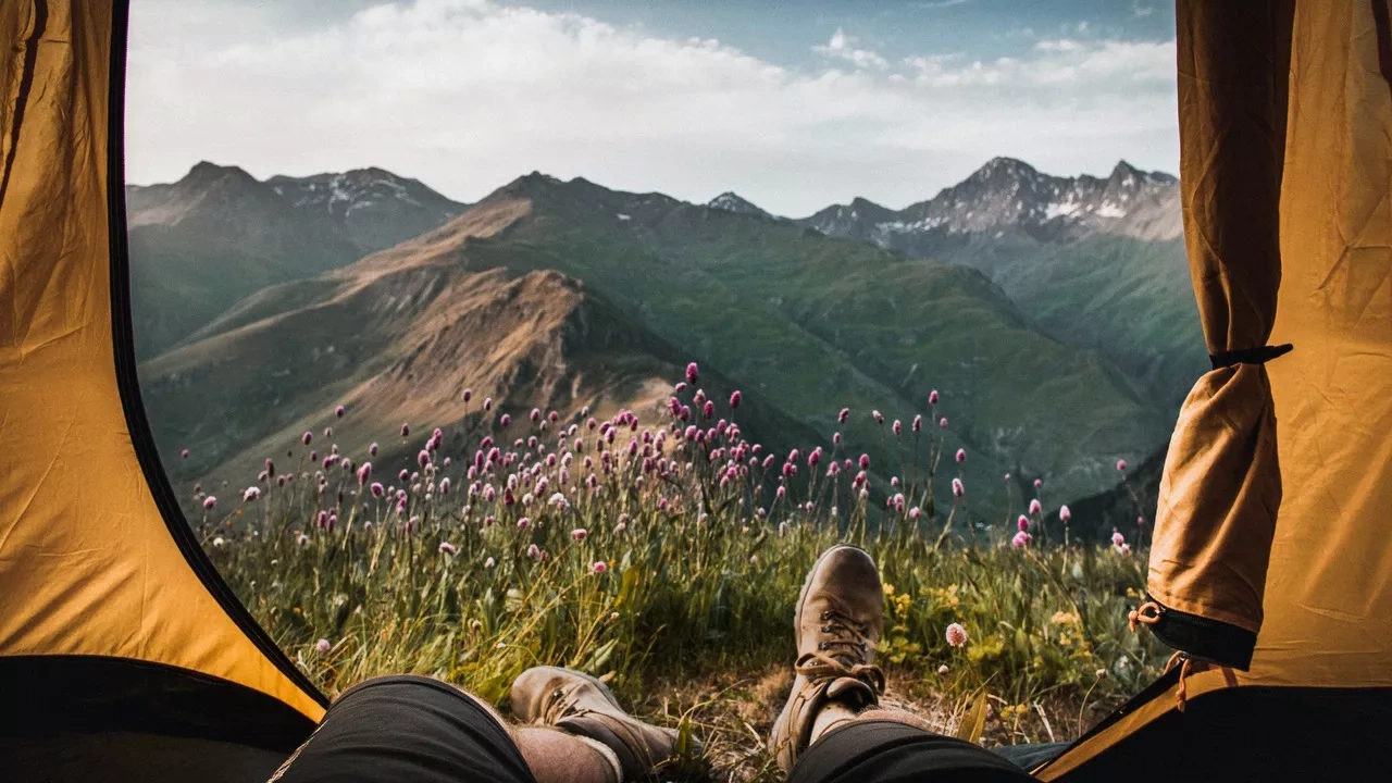 View of the mountains from the tent