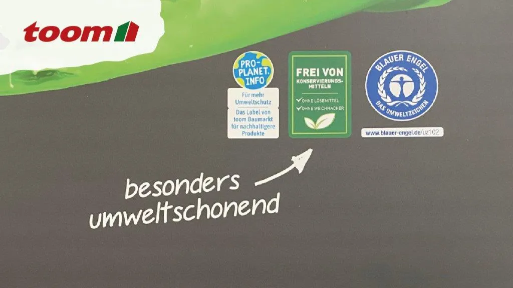 Logos from toom, PRO-PLANET, FREI VON Konservierungsmitteln and Blauer Engel