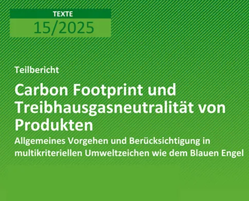 Titelblatt Forschungsbericht Carbon Footprint und Treibhausgasneutralität von Produkten
