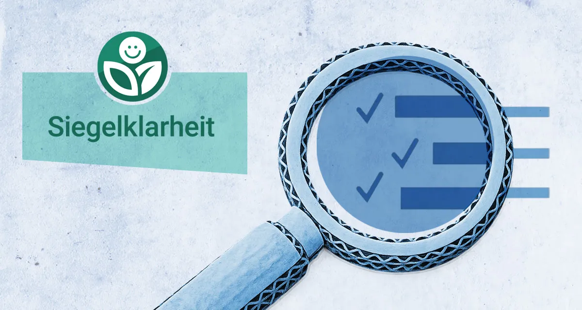 Image of a magnifying glass and the ‘Siegelklarheit’ logo
