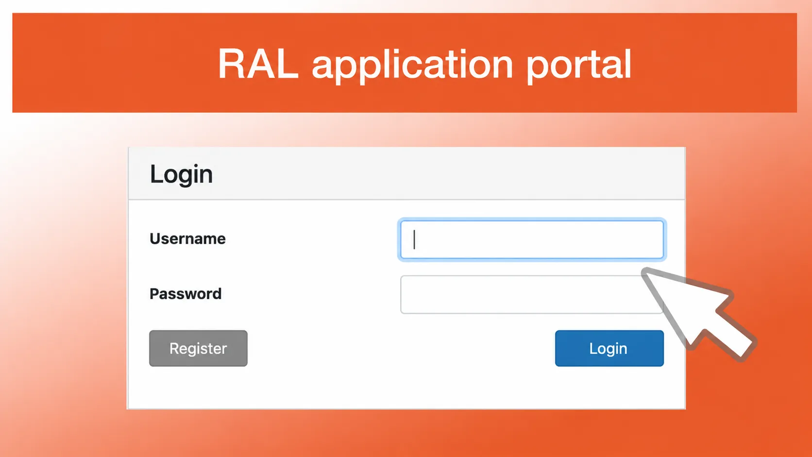 Registration form from the RAL application portal