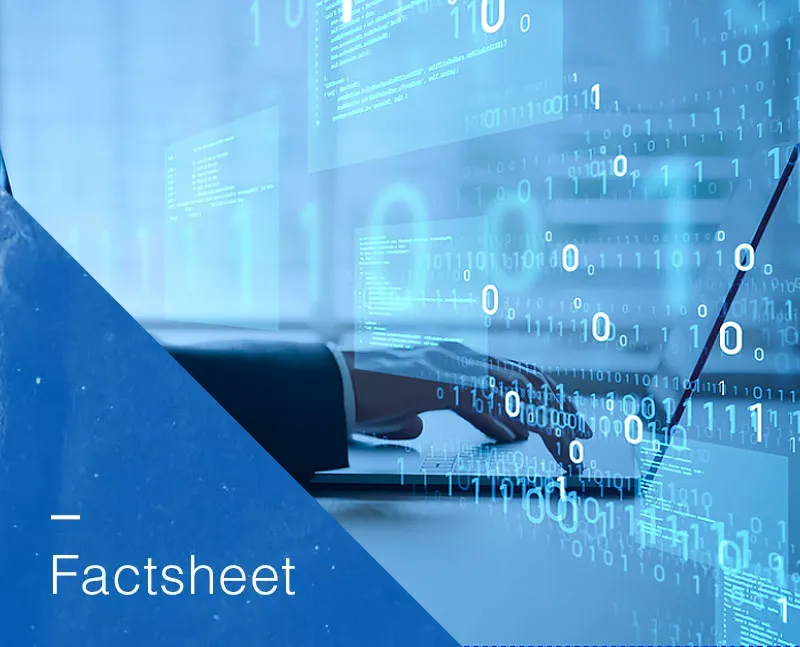 Vorschaubild zum Factsheet der UZ 215 mit digitaler blauer Fläche mit 0 und 1