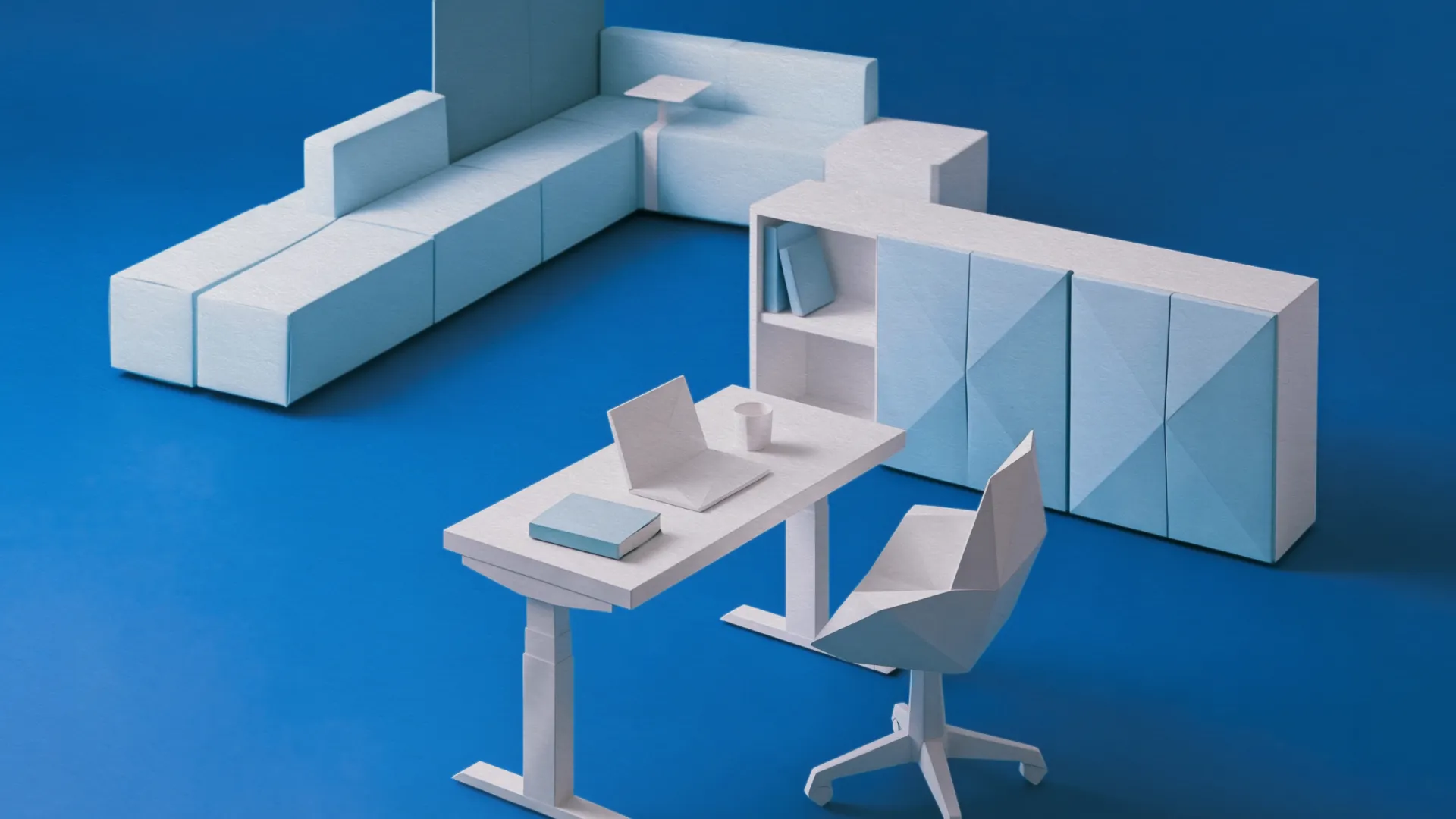 AI-generated image shows desk furniture folded from paper