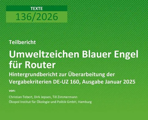 Cover für den Teilbericht Umweltzeichen Blauer Engel für Router 