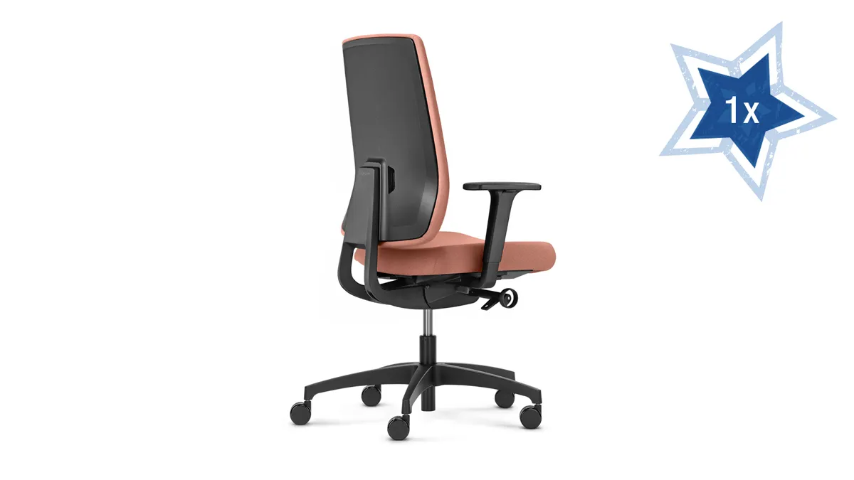 Drehstuhl schwarz und terakotta