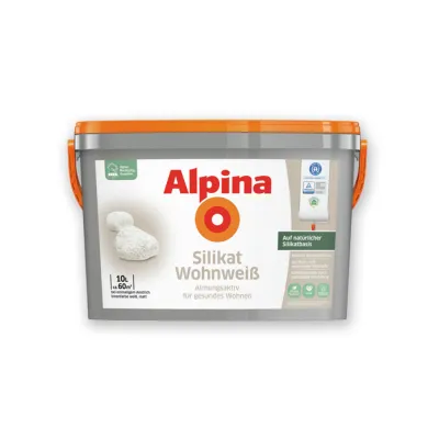 Farbeimer von Alpina - Silikat Wohnweis, Atmungsaktiv für gesundes Wohnen